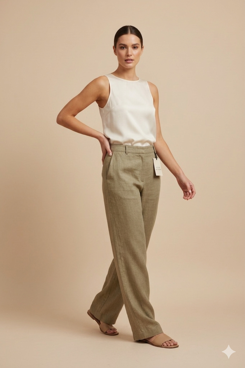 Khaki Linen Trousers