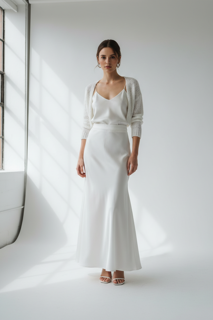 White Satin Skirt