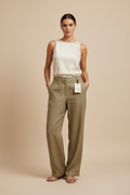 Khaki Linen Trousers