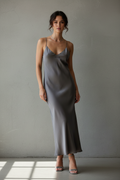 Solange Slip Dress - Mid Grey