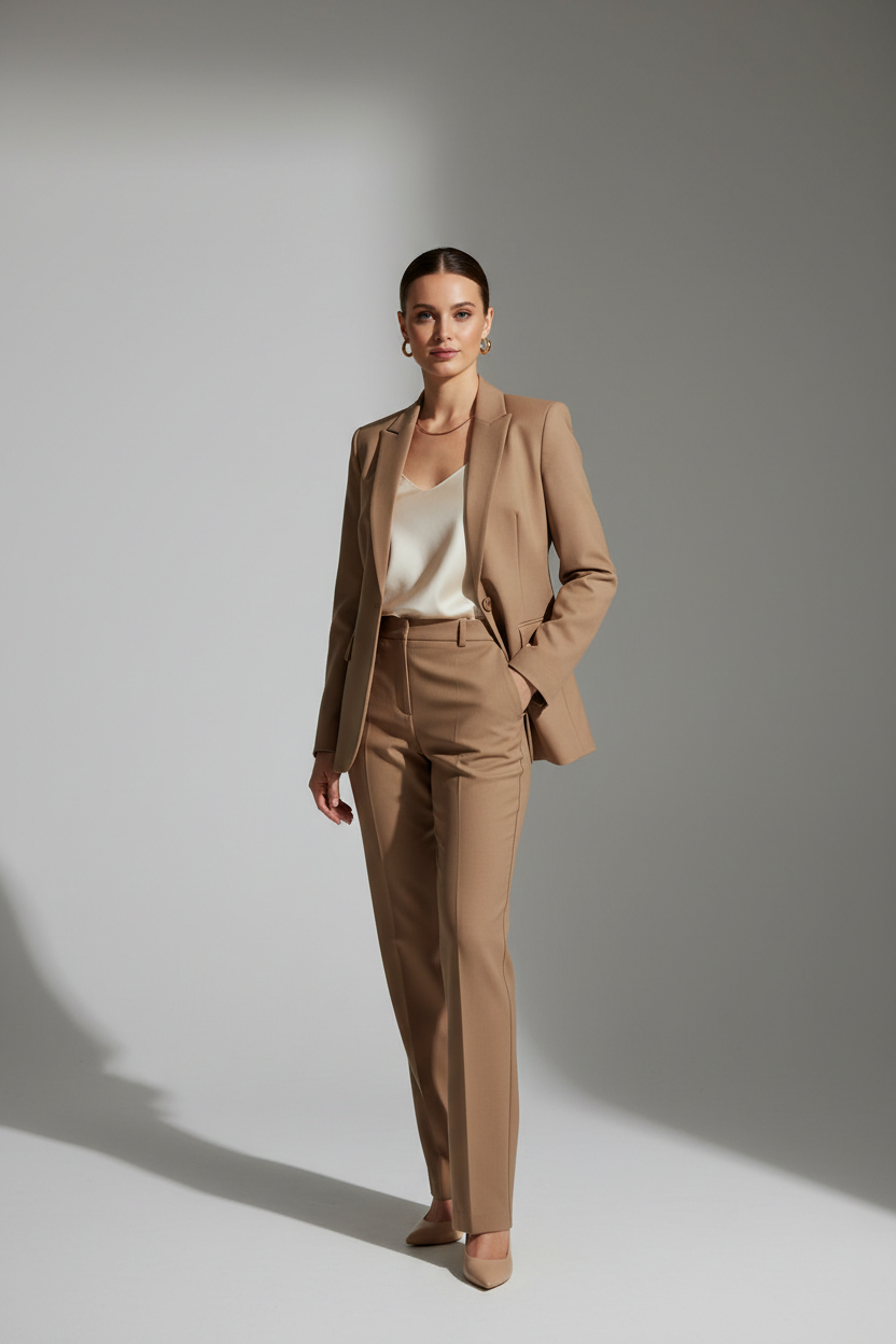 inStyle Elegant Linen Co-ord Suit – Ivory Beige